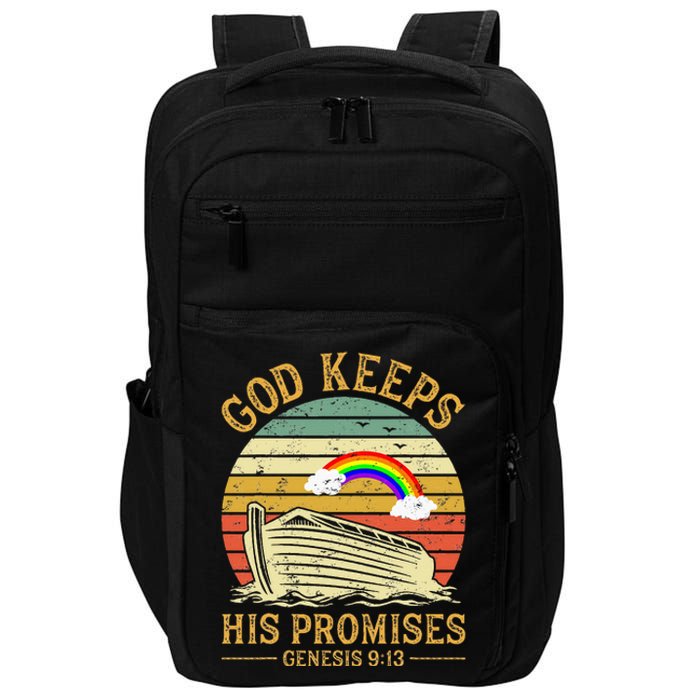 God Keeps His Promises Rainbow Noah Ark Jesus Christian Impact Tech Backpack