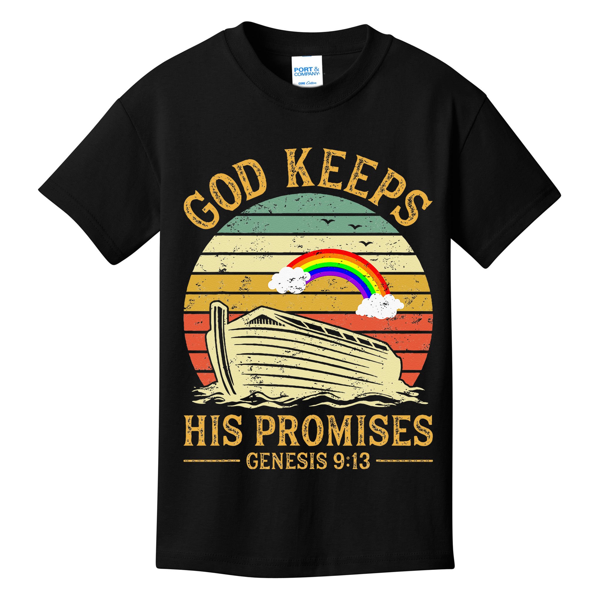 God Keeps His Promises Rainbow Noah Ark Jesus Christian Kids T-Shirt