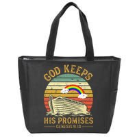 God Keeps His Promises Rainbow Noah Ark Jesus Christian Zip Tote Bag