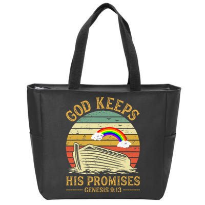 God Keeps His Promises Rainbow Noah Ark Jesus Christian Zip Tote Bag