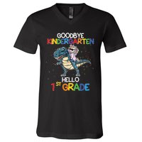 Goodbye Kindergarten Hello 1st Grade Graduation T Rex Boy V-Neck T-Shirt