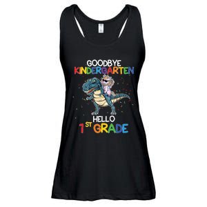 Goodbye Kindergarten Hello 1st Grade Graduation T Rex Boy Ladies Essential Flowy Tank