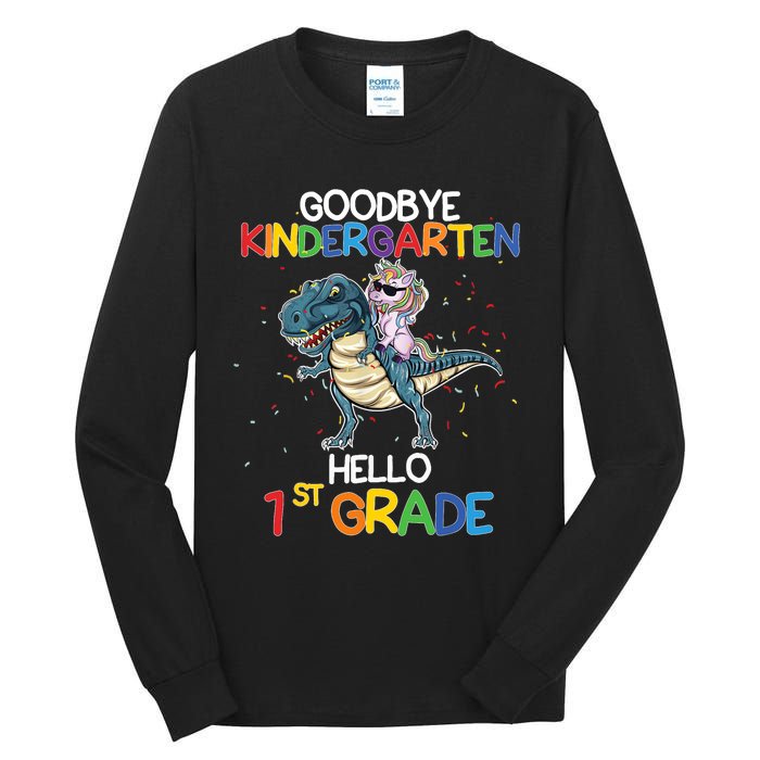 Goodbye Kindergarten Hello 1st Grade Graduation T Rex Boy Tall Long Sleeve T-Shirt