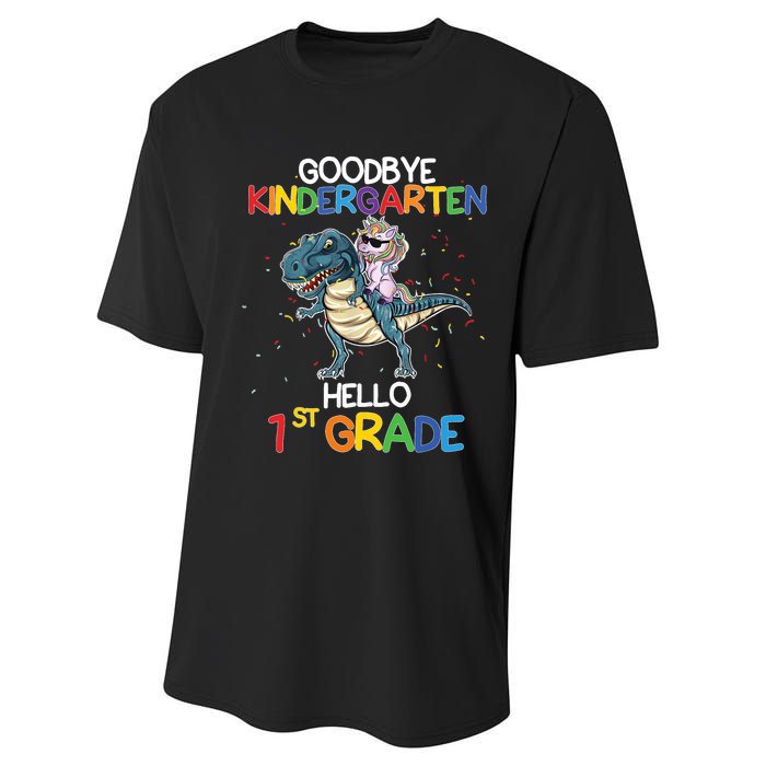 Goodbye Kindergarten Hello 1st Grade Graduation T Rex Boy Performance Sprint T-Shirt