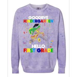 Goodbye Kindergarten Hello First Grade 1St Grade Meaningful Gift Colorblast Crewneck Sweatshirt