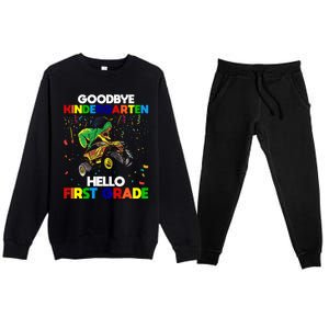 Goodbye Kindergarten Hello First Grade 1St Grade Meaningful Gift Premium Crewneck Sweatsuit Set