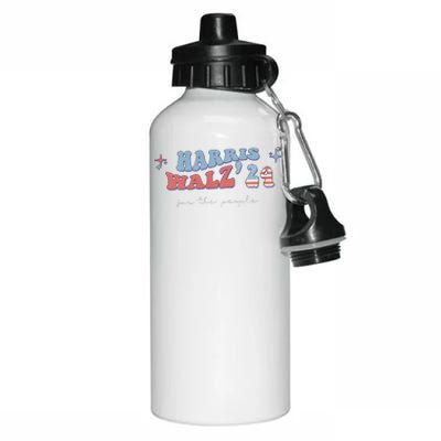 Groovy Kamala Harris Tim Walz Waltz Vote Blue Aluminum Water Bottle 