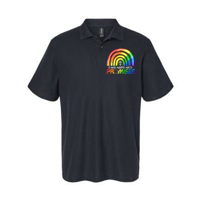 God Keeps His Promise Rainbow Christian Bible Noah Softstyle Adult Sport Polo