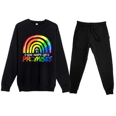 God Keeps His Promise Rainbow Christian Bible Noah Premium Crewneck Sweatsuit Set