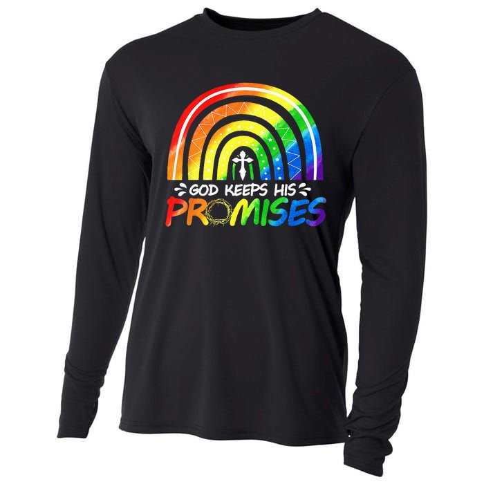 God Keeps His Promise Rainbow Christian Bible Noah Cooling Performance Long Sleeve Crew