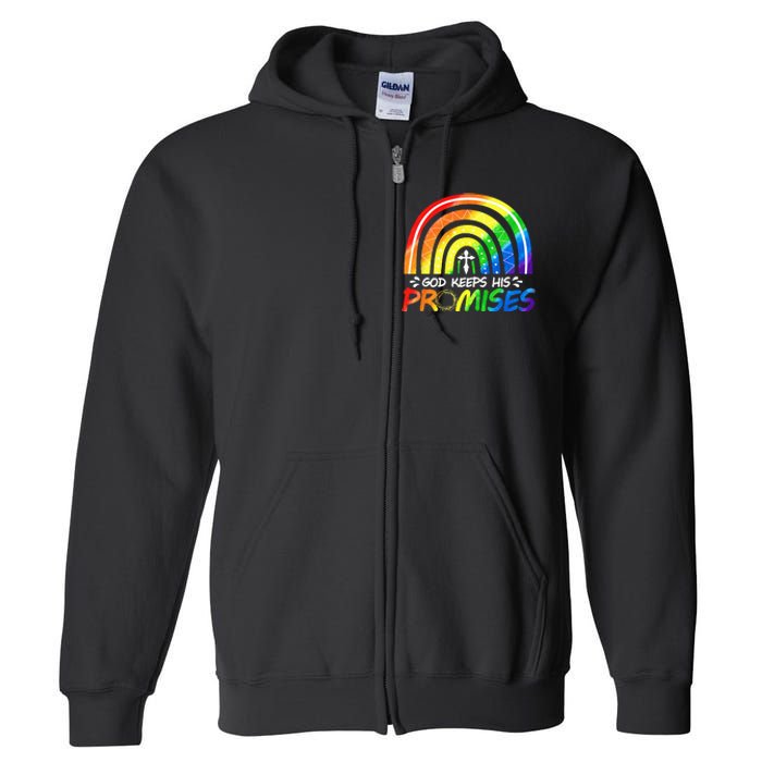 God Keeps His Promise Rainbow Christian Bible Noah Full Zip Hoodie