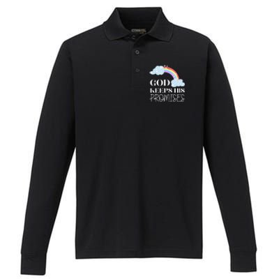 God Keeps His Promises Rainbow Religious Jesus Love Performance Long Sleeve Polo