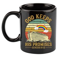 God Keeps His Promises Rainbow Noah Ark Jesus Christian 11oz C Handle Ceramic Mug