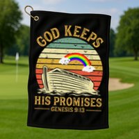 God Keeps His Promises Rainbow Noah Ark Jesus Christian Golf Towel