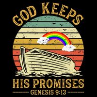God Keeps His Promises Rainbow Noah Ark Jesus Christian Cropped Pullover Crew