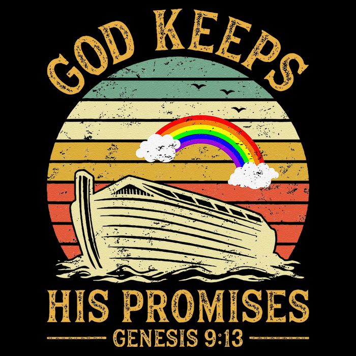 God Keeps His Promises Rainbow Noah Ark Jesus Christian Cropped Pullover Crew