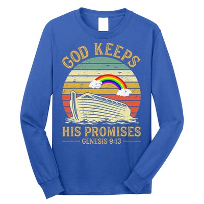 God Keeps His Promises Rainbow Noah Ark Jesus Christian Long Sleeve Shirt