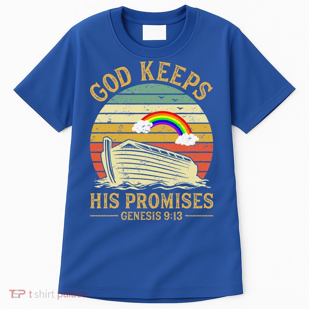 God Keeps His Promises Rainbow Noah Ark Jesus Christian Tall T-Shirt