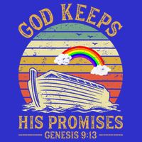 God Keeps His Promises Rainbow Noah Ark Jesus Christian Button
