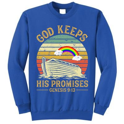 God Keeps His Promises Rainbow Noah Ark Jesus Christian Tall Sweatshirt