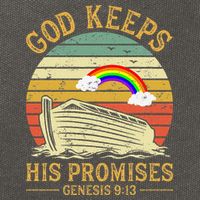 God Keeps His Promises Rainbow Noah Ark Jesus Christian Cotton Canvas Backpack