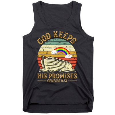 God Keeps His Promises Rainbow Noah Ark Jesus Christian Tank Top