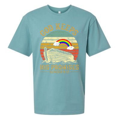 God Keeps His Promises Rainbow Noah Ark Jesus Christian Sueded Cloud Jersey T-Shirt