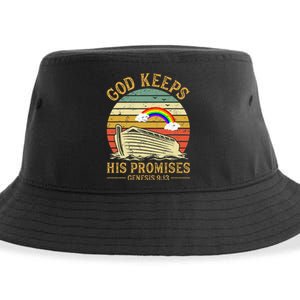 God Keeps His Promises Rainbow Noah Ark Jesus Christian Sustainable Bucket Hat