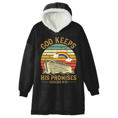 God Keeps His Promises Rainbow Noah Ark Jesus Christian Hooded Wearable Blanket