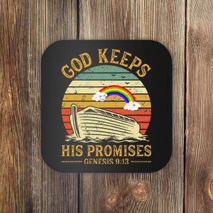 God Keeps His Promises Rainbow Noah Ark Jesus Christian Coaster