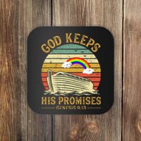 God Keeps His Promises Rainbow Noah Ark Jesus Christian Coaster