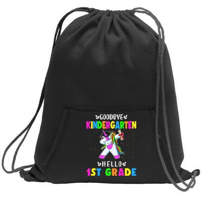 Goodbye Kindergarten Hello First Grade Unicorn Sweatshirt Cinch Pack Bag