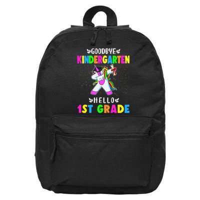 Goodbye Kindergarten Hello First Grade Unicorn 16 in Basic Backpack