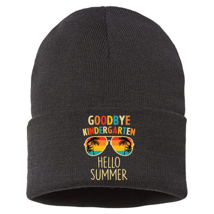 Goodbye Kindergarten Hello Summer Last Day Graduation Sustainable Knit Beanie