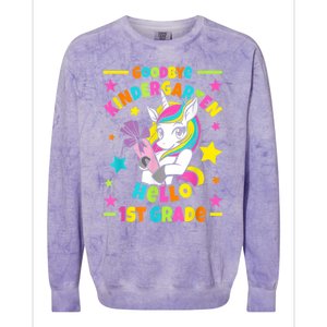 Goodbye Kindergarten Hello 1st Grade I Unicorn Colorblast Crewneck Sweatshirt