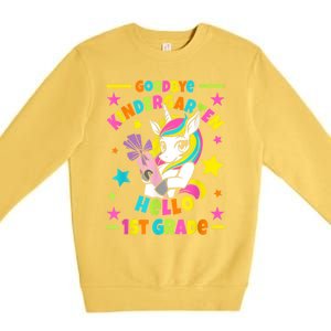 Goodbye Kindergarten Hello 1st Grade I Unicorn Premium Crewneck Sweatshirt