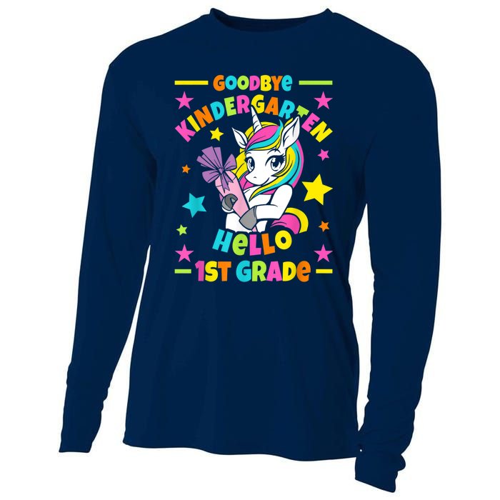 Goodbye Kindergarten Hello 1st Grade I Unicorn Cooling Performance Long Sleeve Crew