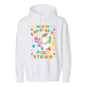 Goodbye Kindergarten Hello 1st Grade I Unicorn Garment-Dyed Fleece Hoodie