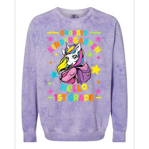 Goodbye Kindergarten Hello 1st Grade I Unicorn Colorblast Crewneck Sweatshirt