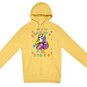 Goodbye Kindergarten Hello 1st Grade I Unicorn Premium Pullover Hoodie