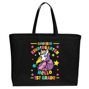 Goodbye Kindergarten Hello 1st Grade I Unicorn Cotton Canvas Jumbo Tote