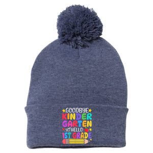 Goodbye Kindergarten Hello First Grade Graduation First Day Pom Pom 12in Knit Beanie