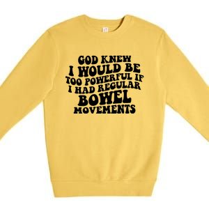 God Knew I Would Be Too Powerful If I Had Regular Bowel Movements Premium Crewneck Sweatshirt