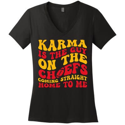  Groovy Karma Is the Guy on the Chief  Women's V-Neck T-Shirt