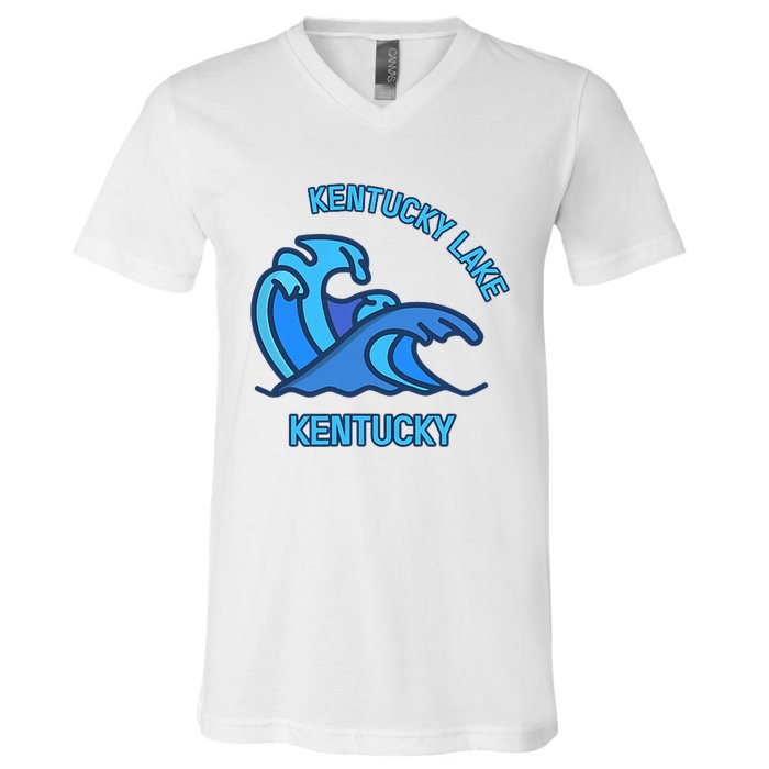 Graphic Kentucky Lake Kentucky Pocket Wave Souvenir V-Neck T-Shirt