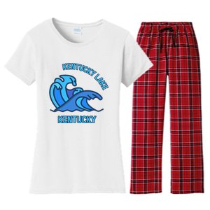 Graphic Kentucky Lake Kentucky Pocket Wave Souvenir Women's Flannel Pajama Set