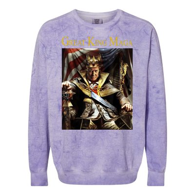 Great King Maga Donald Trump Throne Colorblast Crewneck Sweatshirt