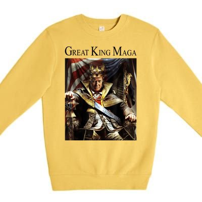 Great King Maga Donald Trump Throne Premium Crewneck Sweatshirt