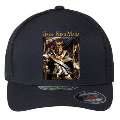 Great King Maga Donald Trump Throne Flexfit Unipanel Trucker Cap