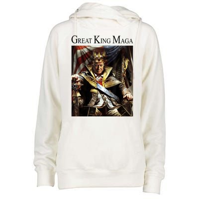 Great King Maga Donald Trump Throne Womens Funnel Neck Pullover Hood